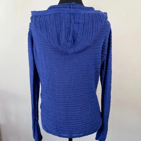 Aritzia Wilfred Free Royal Blue Hooded Open Knit Cashmere  Blend Sweater - Picture 5 of 15